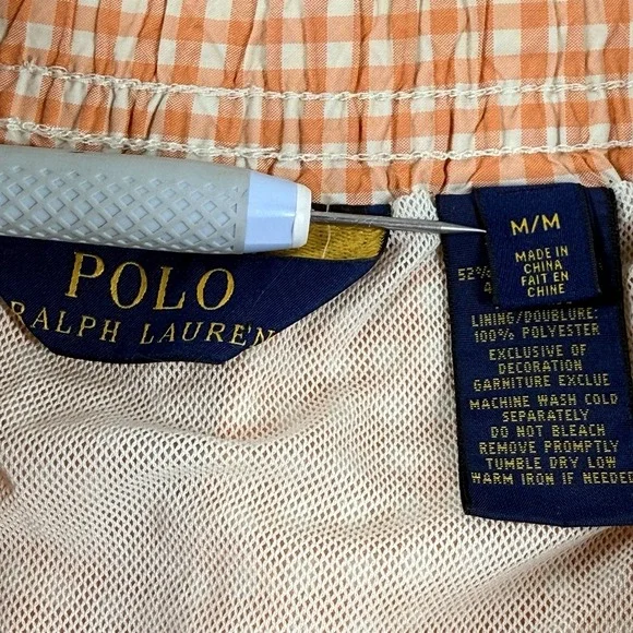 Polo Ralph Lauren Traveler Gingham Swim Trunk Shorts Men's M Orange 5.5" - Picture 4 of 16